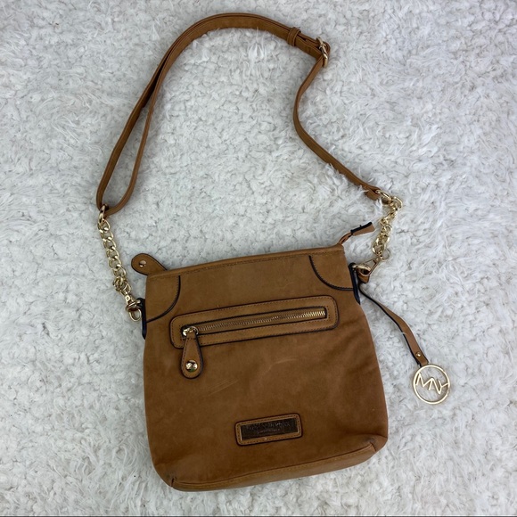 Andrew Marc Handbags - Marc New York Suede Crossbody Tan Gold